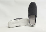 Grey slip-on shoes with white soles