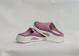 Purple slip-on shoes with white soles