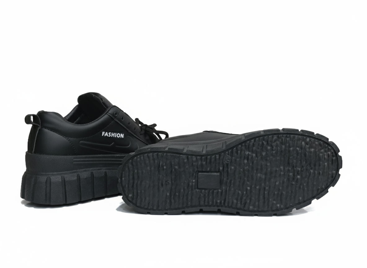 Black shoes with 'Fashion' label