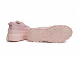 Pink sneakers with 'Fashion' text, Sole
