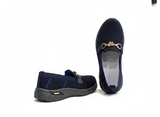 Pair of Blue loafers with gold accents