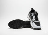 Black and white athletic shoes