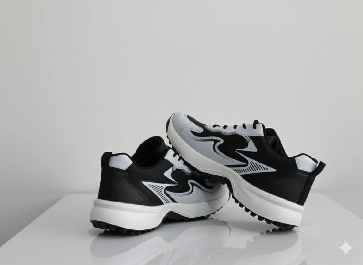 Black and white athletic shoes