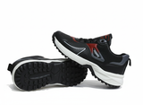 Black and red athletic shoes