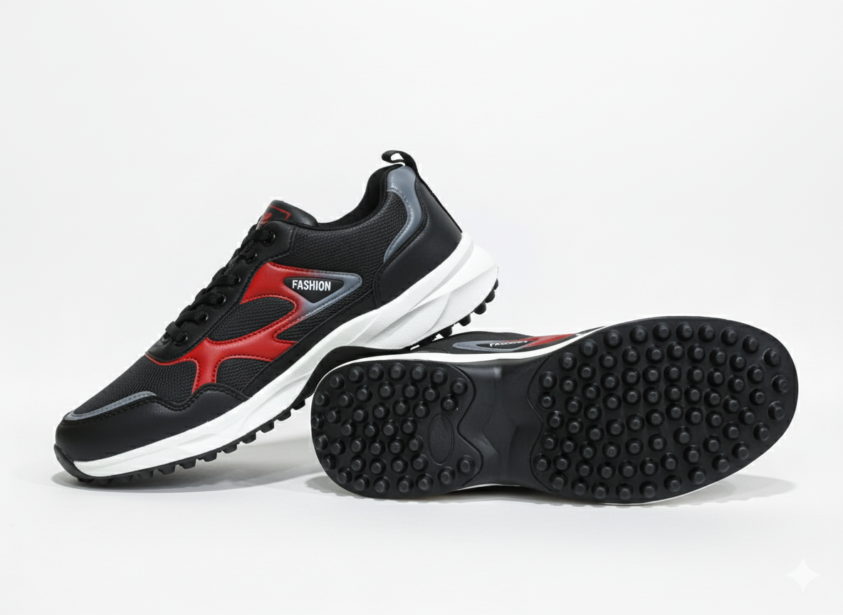 Black and red sneakers