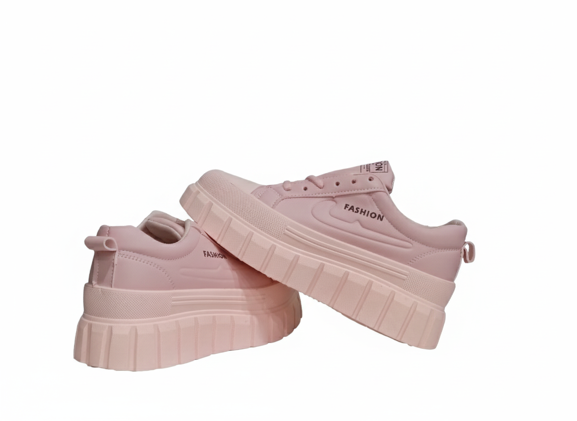 Pink sneakers with 'Fashion' text