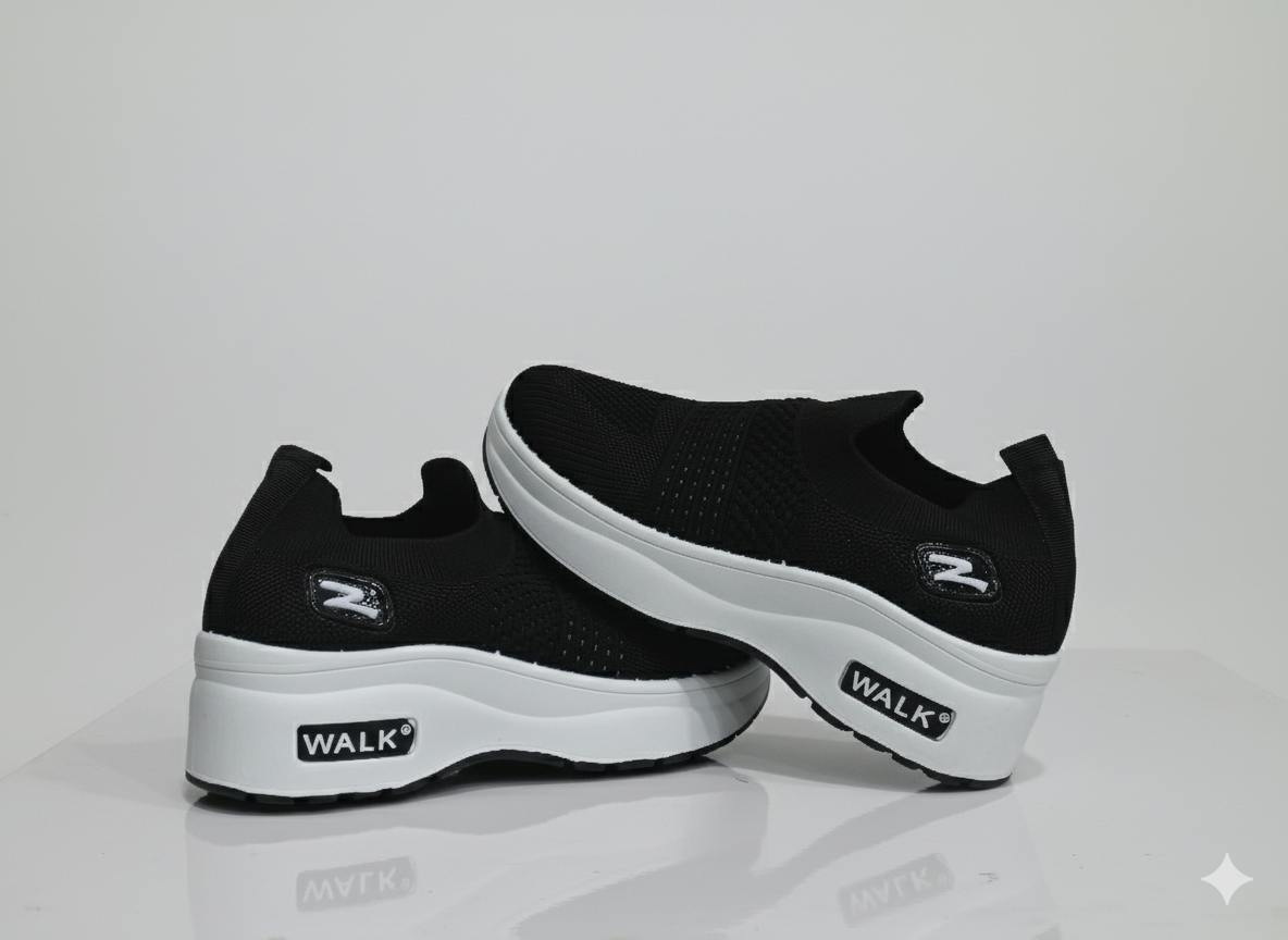 Pair of black slip-on with white sole