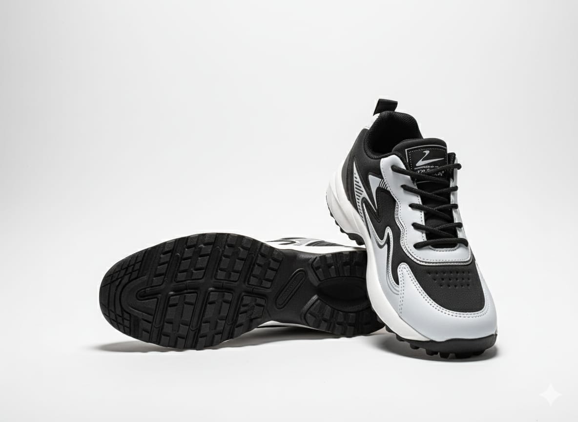 Black and white athletic shoes