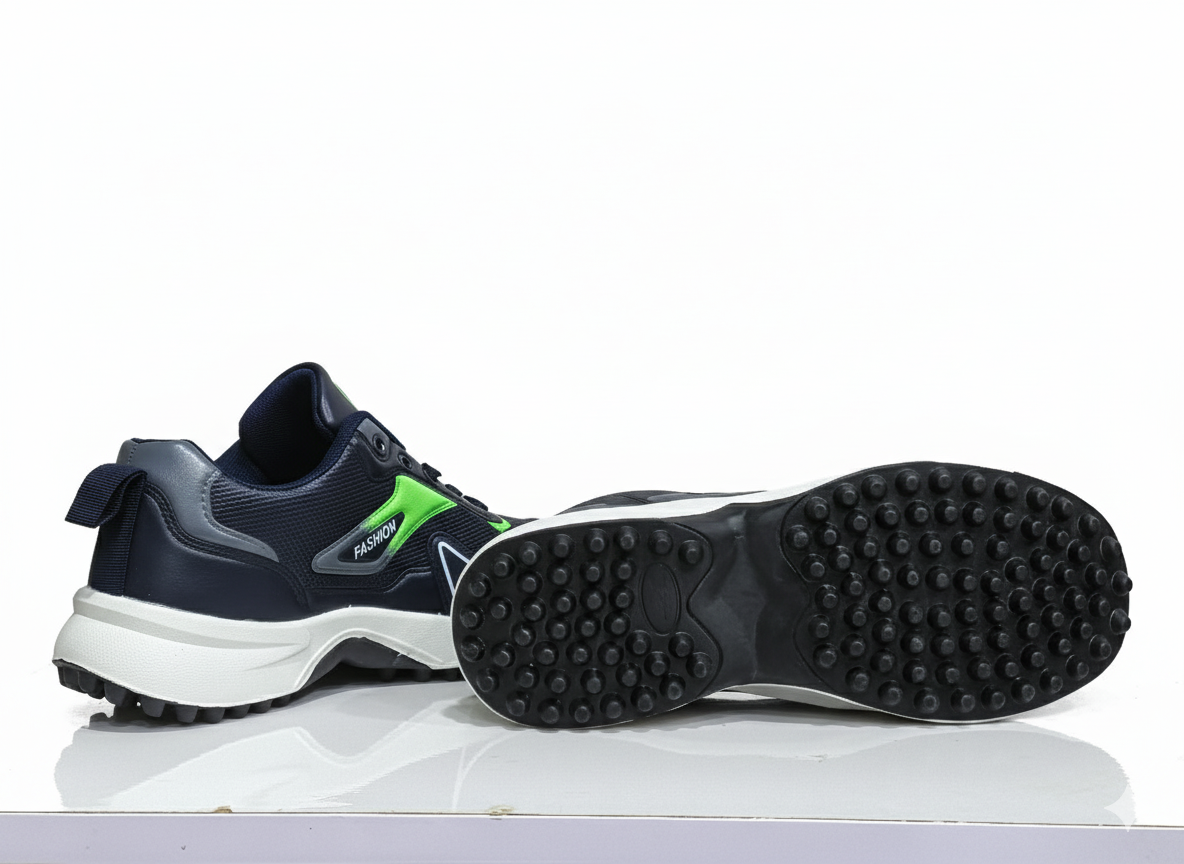 Black and blue running shoes