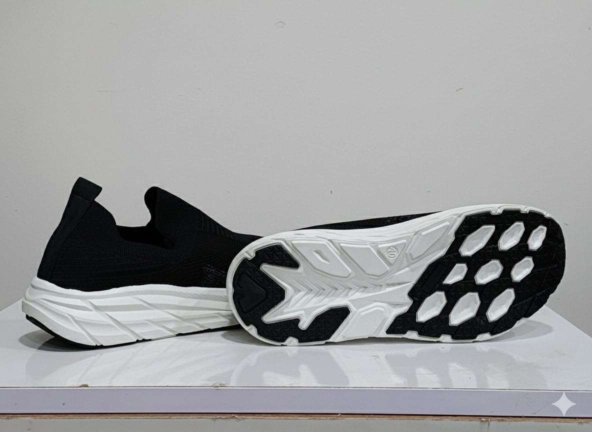 Black and white athletic shoe